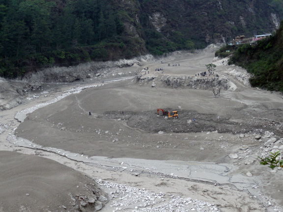 The devastated scene after the flood waters had receded.